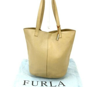  Furla tote bag one shoulder lady's beige used 