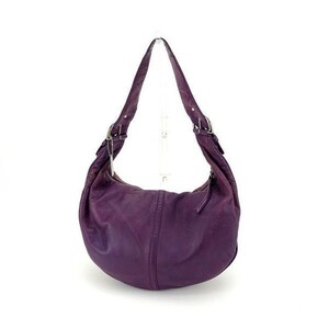  Coach shoulder bag one shoulder lady's plate tag purple × silver used 