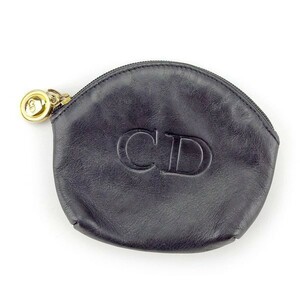  Dior ячейка для монет кошелек для мелочи . женский темно-синий × Gold б/у 