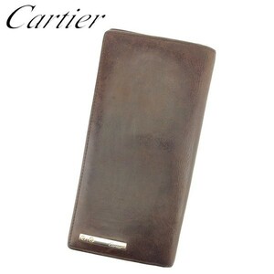  Cartier long wallet fastener attaching long wallet lady's sun tos Brown used 