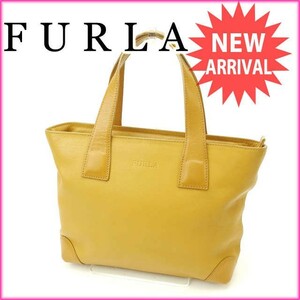  Furla tote bag handbag lady's light brown used 