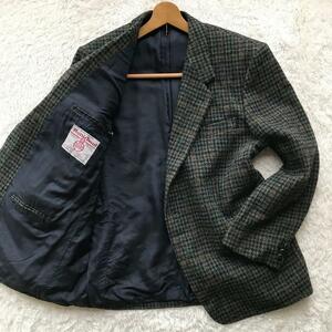 【最高級/希少XL】ハリスツイード テーラードジャケット 胡桃ボタン HARRIS TWEED メンズ ビジネス グレー系 高級ウール生地 LL