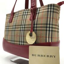 【最高級】BURBERRY バーバリー ハンドバッグ トートバッグ ノバチェック シャドーホース チャーム レザー 袋付き レディース 書類鞄_画像1