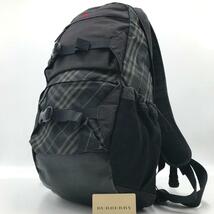 激レア/大容量●バーバリー BURBERRY メンズ ビジネス リュック バックパック チェック ホースロゴ レザー ブラック 黒 書類鞄 A4 PC_画像1