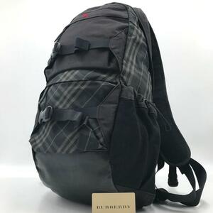 激レア/大容量●バーバリー BURBERRY メンズ ビジネス リュック バックパック チェック ホースロゴ レザー ブラック 黒 書類鞄 A4 PC