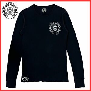 正規品 美品 CHROME HEARTS クロムハーツ USA フラッグ 星条旗 ロゴ クロス ダガー プリント サーマル 長袖 カットソー Tシャツ ロンT 黒 S