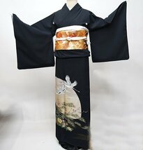 黒留袖 単品 正絹 五三桐 丸なし 家紋入り 仕立て上がり（株）安田屋 NO40571_画像1