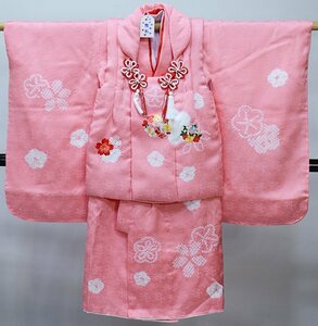 七五三 三歳 女児 被布着物セット 正絹 夢想 絞り 被布に刺繍 ピンク 3歳 3才 三才 女の子 祝着 新品（株）安田屋 NO39759