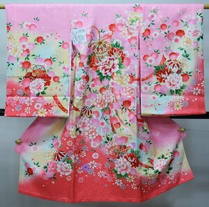 お宮参り産着 女児 女の子 正絹 のしめ 金刺繍 ピンク 豪華絢爛 祝着 初着 着物 一つ身 新品（株）安田屋 NO39726