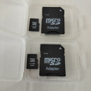 マイクロSDカード 16GB ２個セット 変換アダプタ 透明ケース 付き 初期化済み
