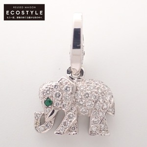 Cartier Cartier K18 750WGpave бриллиант x изумруд Elephant сладости очарование подвеска с цепью женский 