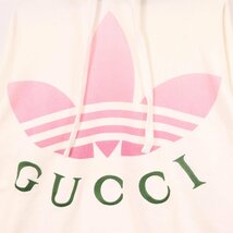 GUCCI グッチ ｘ adidasアディダス 717427 トレフォイル ロゴプリント プルオーバー パーカー/ トップス XS ホワイト メンズ_画像6