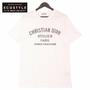 DIOR HOMME ディオール オム 21SS ホワイト ATELIERロゴプリントTシャツ ホワイト M トップス コットン メンズ 中古