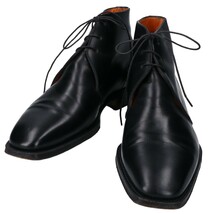 美品 SANTONI サントーニ 4954 レザーチャッカブーツ シューズ 8 ブラック メンズ_画像2