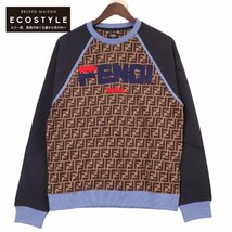 FENDI フェンディ ｘFILAフィラ 18年製 FY0944 MANIA ロゴ スウェットトレーナー ブラウン／ブルー M トップス コットン メンズ 中古_画像1