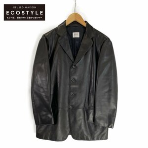 1円 ARMANI COLLEZIONI アルマーニコレッツォーニ ブラック ナッパラムスキンレザー シングル ジャケット 40