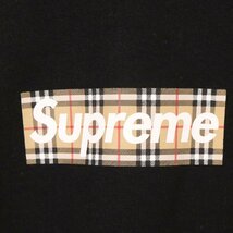 新品同様/22年製 Supreme シュプリーム ｘBURBERRYバーバリー ボックスロゴ プルオーバー パーカー/ トップス M ブラック メンズ_画像6