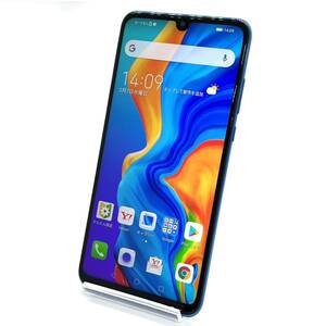 液晶美品 HUAWEI P30 lite MAR-LX2J ピーコックブルー ワイモバイル版SIMフリー 白ロム 64GB スマホ本体 送料無料 Y17MR