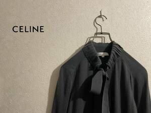 ◯ イタリア製 CELINE カシミア ボウタイ ニット / セリーヌ ヘンリーネック セーター グレー M Ladies #Sirchive