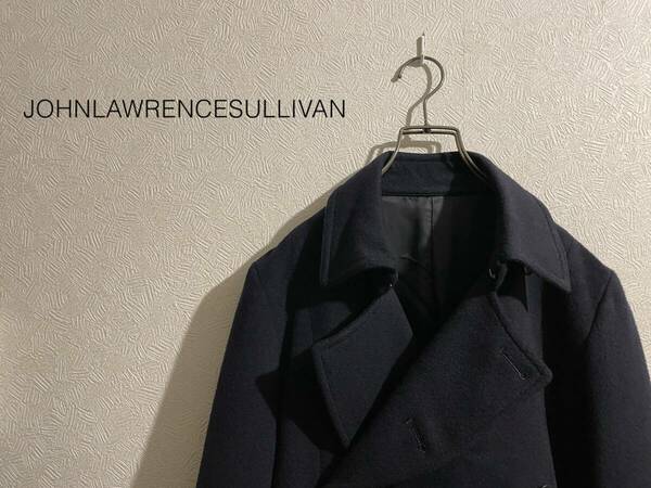 ◯ JOHN LAWRENCE SULLIVAN カシミア ブレンド ピー コート / ジョンローレンス サリバン ウール ダブル ネイビー 紺 36 Mens #Sirchive