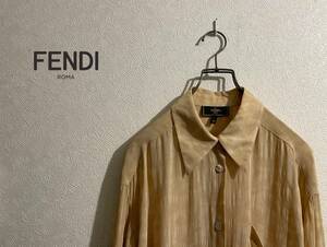 0 Italy made Vintage FENDI flower pattern chiffon shirt / Fendi floral print peiz Lee rayon beige 46 Ladies #Sirchive