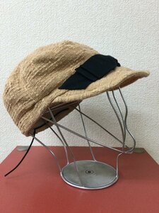 CA4LA 濃いベージュの帽子 日本製 黒リボン