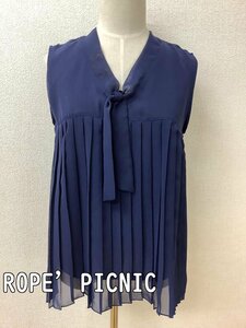 ロペピクニック (ROPE' PICNIC) ネイビーシフォン プリーツトップス サイズ38