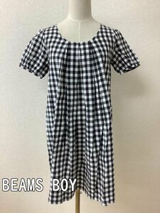 Beams Boy (Beams Boy) Черно -белый рукав Gingham Puff One Pui