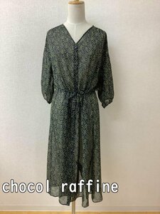 chocol raffine robe ショコラフィネ ローブ シフォンワンピース ネイビーに黄の小花柄 サイズF