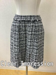 クリアインプレッション (Clear Impression) 白黒チェックツイードスカート サイズ3