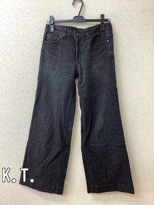  Katie -(K.T.) black Denim wide pants stretch size 9