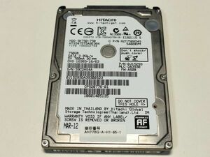 【使用時間12745時間】日立 750GB HDD HTS547575A9E384 2.5インチ 9.5mm厚 CrystalDiskInfo正常判定【HS4A】