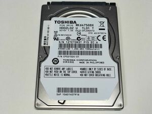 【使用時間1265時間】東芝 640GB HDD MK6475GSX 2.5インチ 9.5mm厚 CrystalDiskInfo正常判定【0R3T】