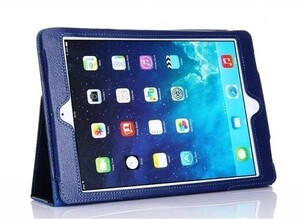 【送料無料】 iPad Air / iPad 5 スタンドレザケース ダークブルー