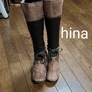 ロングブーツ 革 Hina 22.5cm茶系