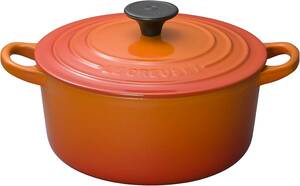 未使用 新品 ル・クルーゼ(Le Creuset) 鋳物 ホーロー 鍋 ココット・ロンド 18 cm オレンジ ガス IH オーブン 対応