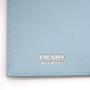 中古美品 ほぼ未使用 プラダ 長財布 サフィアーノ タブ ライトブルー 1MV025 PRADA トライアングルロゴ ブランド財布 レディース レザーの画像8