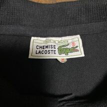 70年代ビンテージ フランス製 LACOSTE 長袖ポロシャツ ブラック 黒 サイズ3 フレラコ 鹿の子　made in France_画像6