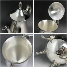 ut23/36 【LEONARD】SILVER PLATE シルバープレート ティーセット 茶器 ティーポット シュガーポット クリーマー トレー 銀色 レオナール◆_画像3