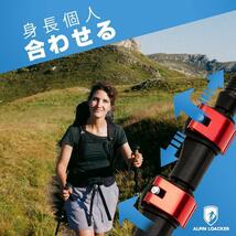 ◆トレッキングポール 登山 ストック 杖 軽量 アルミ製 レッド_画像3