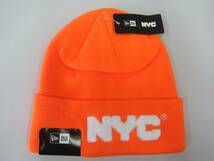 2E385EZ◎NEWERA ニューエラ　NYC　ビーニー帽　ニット帽　ニットキャップ　オレンジ◎未使用_画像1