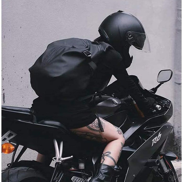 ◆全天候型防水生地◆ ヘルメットバッグ 55L フルフェイス対応 ダブルオープニングジッパー オートバイ 収納 自転車 ブラック
