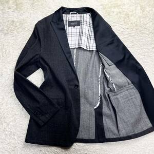 【希少】 Burberry Black Label バーバリー ブラックレーベル デニム ノバチェック メンズ タキシード テーラードジャケット ブラックL相当