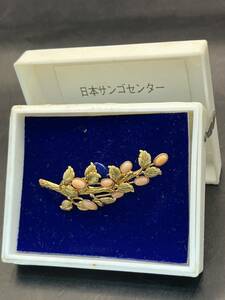珊瑚ピンブローチ　日本サンゴ　アクセサリー　ブローチ