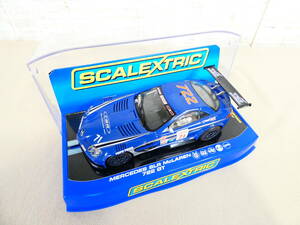 ◎ジャンク SCALEXTRIC/スケーレックストリック スロットカー メルセデスSLRマクラーレン722GT ブルー 1/32 集電ブラシ・ケース付き＠60(2)