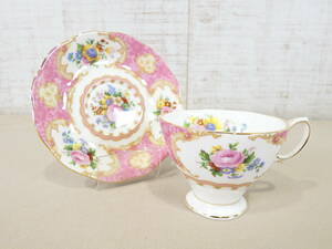 ◇ROYAL ALBERT ロイヤルアルバート Lady Carlyle レディーカーライル　デミタス　デュオ　ティーカップ＆ソーサー 1客 ＠60(2)