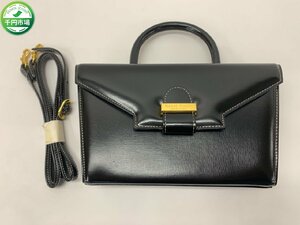 【N-5695】MAARI ASKEW NEW YORK マリーアスキュー 牛革 レザー 2way ハンドバッグ ショルダーバッグ ブラック系 黒系【千円市場】