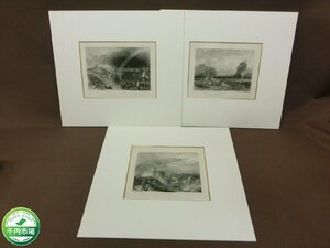 【N5-0217】J.M.W.Turner ジョセフ・マロード・ウィリアム・ターナー Harbours of England イングランドの港 版画? 3点まとめ【千円市場】