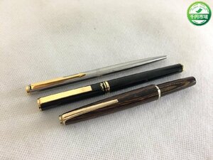 【O-10678】PLATINUM プラチナ 万年筆 2点 PARKER パーカー ボールペンー 3点 セット BelAge ペン先 14K 現状品【千円市場】