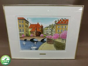 【Y-9268】67/100 石丸祐希 サイン入り 絵画 リトグラフ 風景画 ANNECY 額装 水彩連盟会員 インテリア【千円市場】